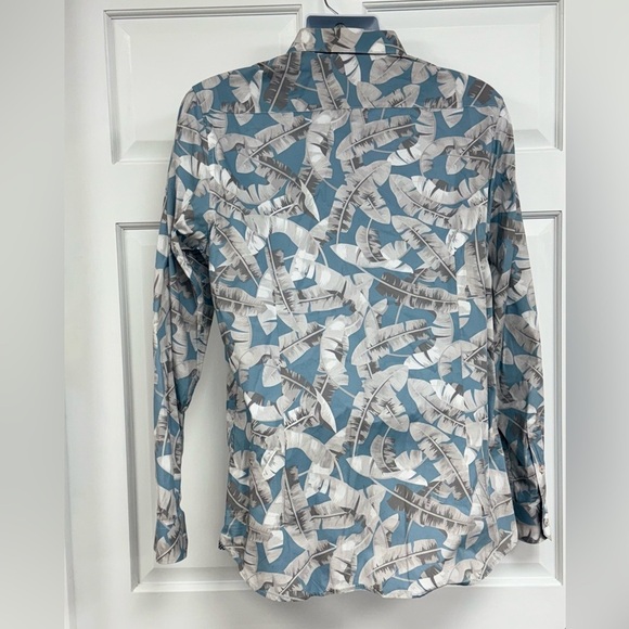 Ted Baker Ramseys Button Down Shirt Men’s XL (Ted 5) Blue Palm Leaf Flip Cuff - Picture 4 of 11